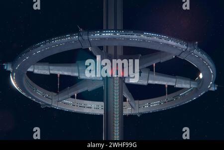 Artwork of a Space Elevator Stock Photo