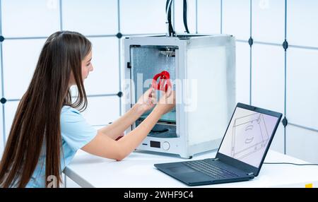 Scientist using 3D printer Stock Photo