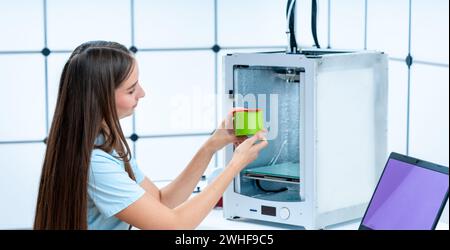 Scientist using 3D printer Stock Photo