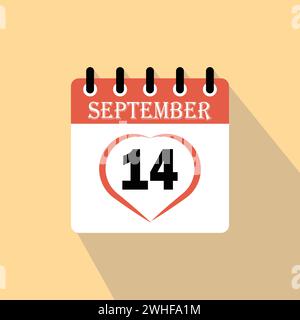 Icon calendar day - 14  September. 14th days of the month, vector illustration. Stock Vector