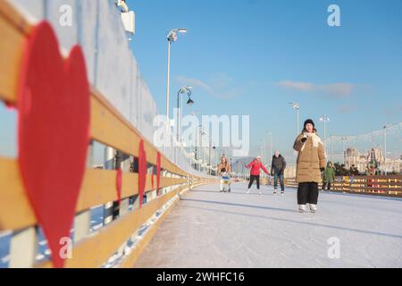 Saint Petersburg, Russia. 08th Feb, 2024. People enjoy ice skating at the Flagshtock ice skating rink. (Photo by Sergei Mikhailichenko/SOPA Images/Sipa USA) Credit: Sipa USA/Alamy Live News Stock Photo