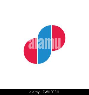 letter dp simple geometric colorful stripe logo vector Stock Vector
