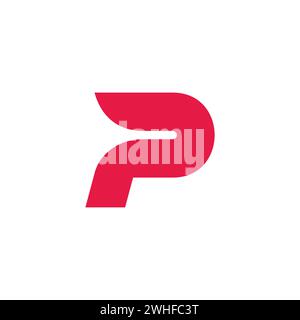 letter p red flower abstract simple logo vector Stock Vector