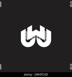 letter wj linked geometric stripes logo vector Stock Vector
