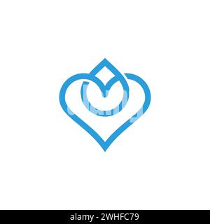 water drop pure water love heart logo vector Stock Vector