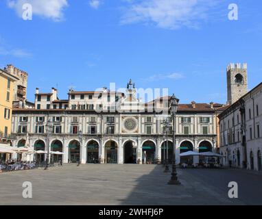 The clock tower on the Piazza della Logia in Brescia. Italy Stock Photo