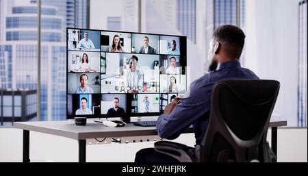 Video Conference Work Webinar Online At Home Stock Photo