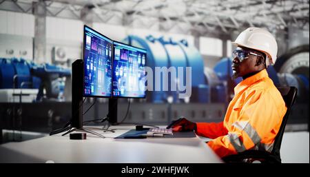 Man Working In Power Plant Electricity Generation Stock Photo