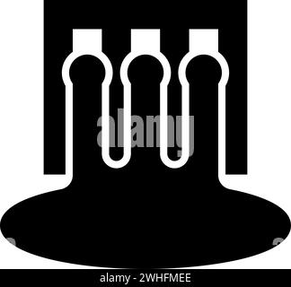 Hydro dam hydroelectric water power station hydropower energy technology plant powerhouse icon black color vector illustration image flat style simple Stock Vector