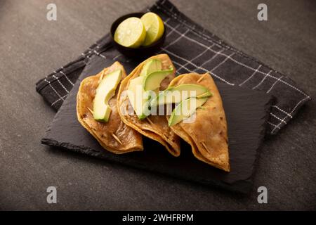 Pescadillas. So called when they are stuffed with fish such as tuna, popular during the Lent season. They are known as Golden Quesadillas when they ar Stock Photo