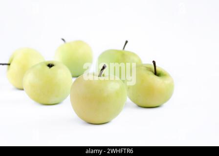 Fruit of apple tree, yellow, isolated on white background Stock Photo