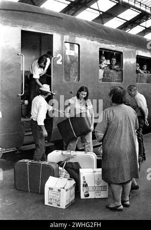 [france pyrenees orientales perpignan railway station spanish immigration vineyard workerest Stock Photo