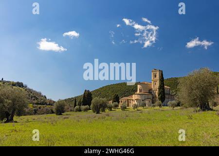 Abbey Sant Antimo in Castelnuovo dell Abate Stock Photo