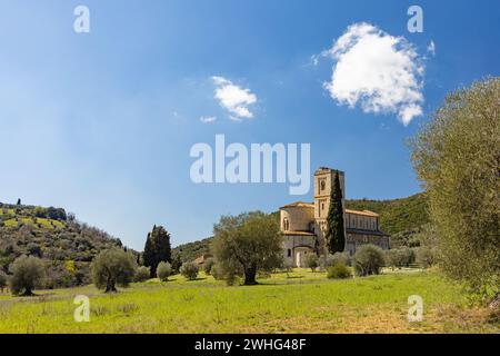 Abbey Sant Antimo in Castelnuovo dell Abate Stock Photo