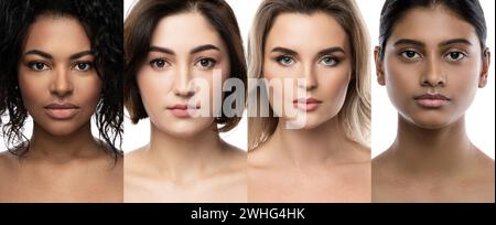 Multi-ethnic beauty and skincare. Group of women with a different ethnicity. Stock Photo