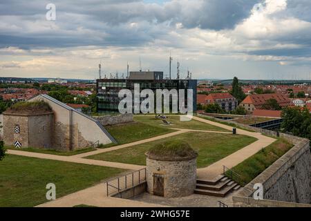 Area of the citadel Peters mountain with former military buildings now a recreation area in Erfurt Stock Photo