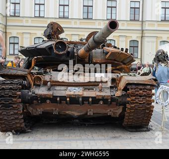 Exhibition of destroyed military equipment of the Russian Federation Stock Photo