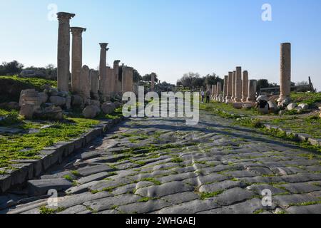 View at the roman ruines of Umm Qais (Gadara) on Jordan Stock Photo