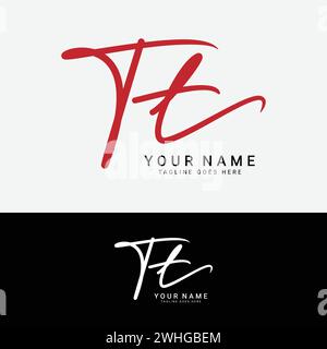 T, TT Initial letter logo. Alphabet TT Handwritten Signature logo Stock Vector