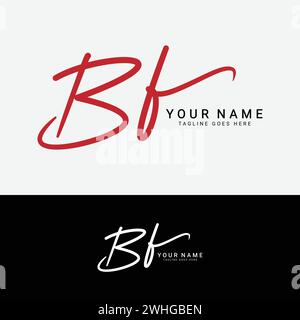 B, F, BF Initial letter logo. Alphabet BF Handwritten Signature logo Stock Vector