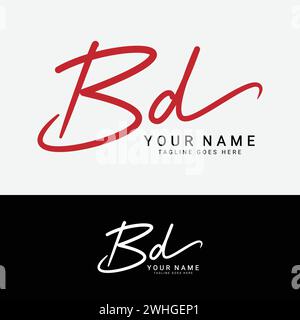 B, D, BD Initial letter logo. Alphabet BD Handwritten Signature logo Stock Vector