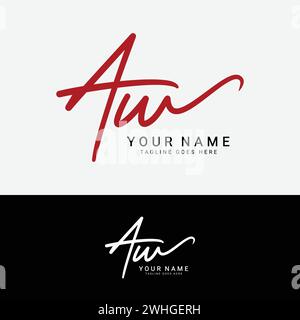 A, W, AW Initial letter logo. Alphabet AW Handwritten Signature logo Stock Vector