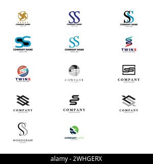 Set of Initial Letter SS Icon Logo Design Template Stock Vector