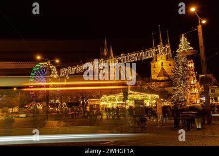 Christmas market on the cathedral square in Erfurt Stock Photo