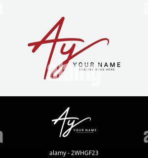 A, Y, AY Initial letter logo. Alphabet AY Handwritten Signature logo Stock Vector