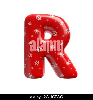 Snowflake letter R - Uppercase 3d christmas font - suitable for Christmas, Santa claus or Winter related subjects Stock Photo