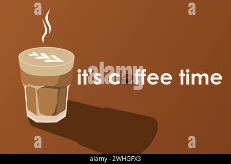 Coffee time concept. A cup of hot coffee. Vector illustration. Stock Vector