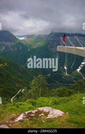 The scenic route of Gaularfjellet where the road twists and turns