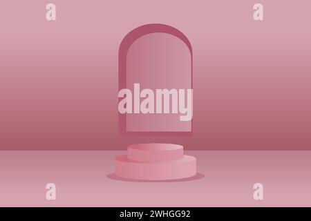Product display podium. Pink cylinder pedestal podium. Vector illustration. Stock Vector