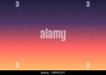 Sunset sky in evening with orange, yellow and purple gradient color. Star universe background. Vector illustration. Stock Vector
