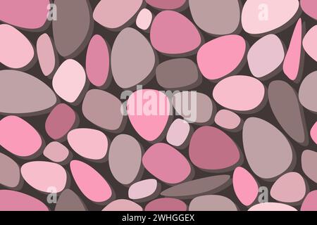 Stone Colorful pebble seamless pattern. Colorful stone in pink colors. Vector illustration. Stock Vector