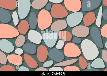 Natural stone and colorful pebble seamless pattern. Vector illustration. Stock Vector