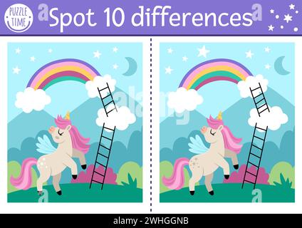 Rainbow Unicorn Find The Differences Stock Vector Image & Art - Alamy