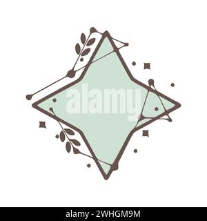 Star nature geometric frames with leaves made from lines and dots in hand drawn style. Stock Photo