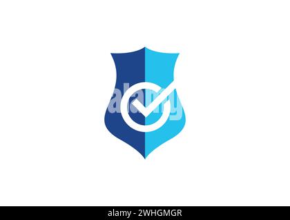 Minimalist Shield check mark design vector template. Guard and tick mark vector Stock Vector