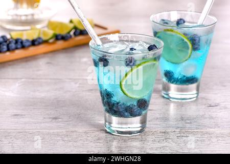 Blue Mojito Blue Curacao Stock Photo