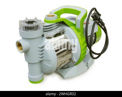 Electric water pump. The housing is made of plastic and steel Stock Photo