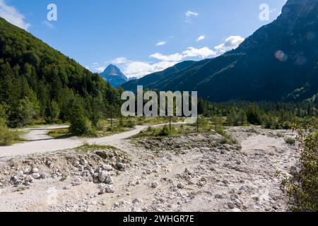 At the Boka waterfall in Slovenia Stock Photo