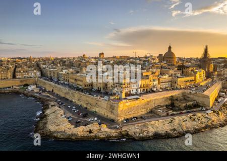 Valletta, Malta aerial drone view over old town Stock Photo