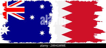 Bahrain and Australia grunge flags connection, vector Stock Vector