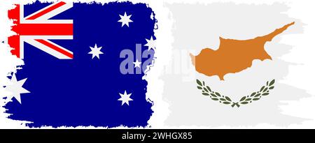 Cyprus and Australia grunge flags connection, vector Stock Vector