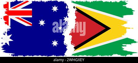 Guyana and Australia grunge flags connection, vector Stock Vector