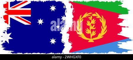 Eritrea and Australia grunge flags connection, vector Stock Vector