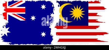 Malaysia and Australia grunge flags connection, vector Stock Vector