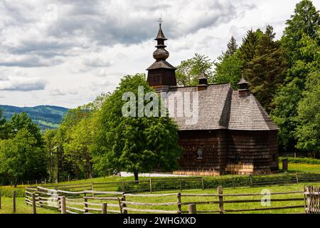 Stara Lubovna Skansen Greek Catholic wooden church of St. Archangel Michael ,Slovakia Republic Stock Photo