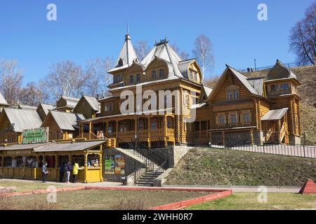 Museum complex on banks of Volga River. Gorodets in Russia  is center of folk art and museum city Stock Photo